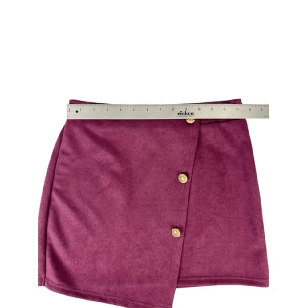 Shein‎ Maroon Red Faux Suede Foldover Mini Skirt Elastic Waist Size 6